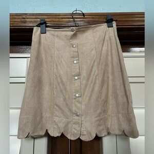 Tan Button-Up Suede Skirt